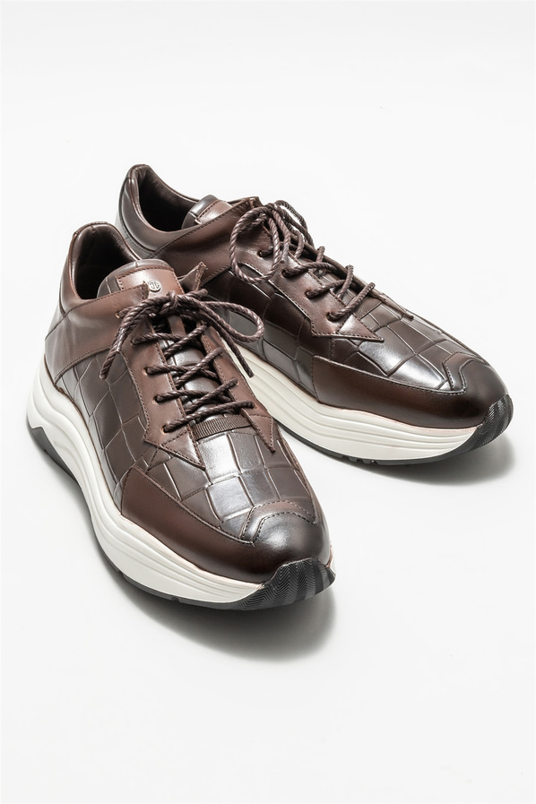 Kahve deri erkek spor ayakkabı - Elle Shoes