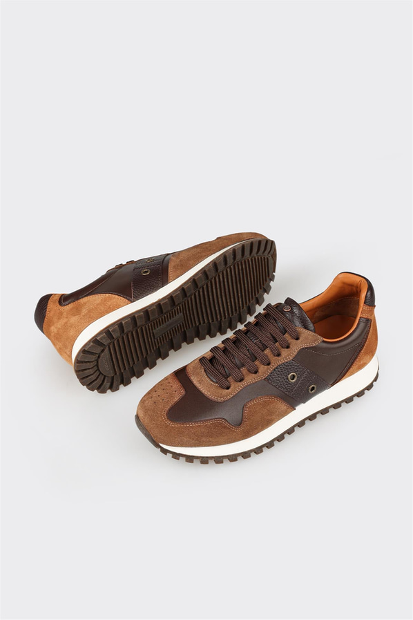 Kahve deri erkek spor ayakkabı - Elle Shoes