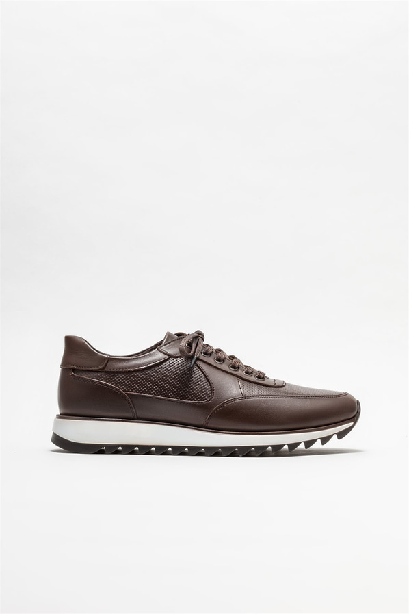 Kahve deri erkek spor ayakkabı - Elle Shoes