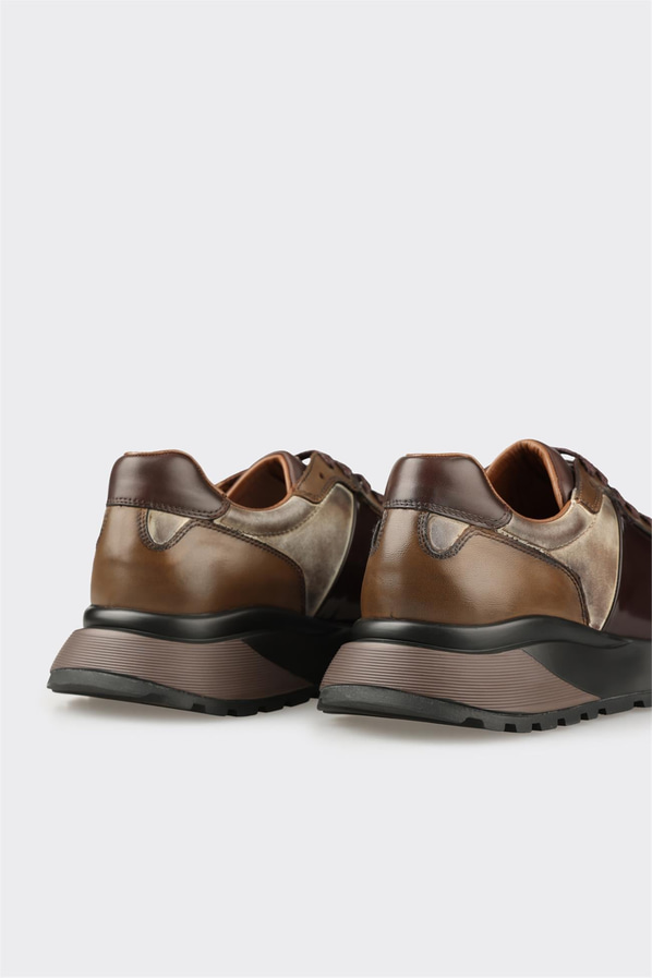 Kahve deri erkek spor ayakkabı, rahat kullanım için - Elle Shoes
