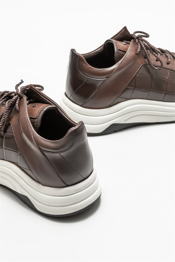 Kahve deri erkek spor ayakkabı - Elle Shoes