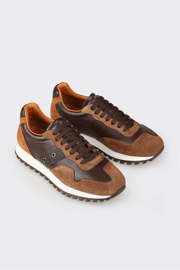 Kahve deri erkek spor ayakkabı - Elle Shoes