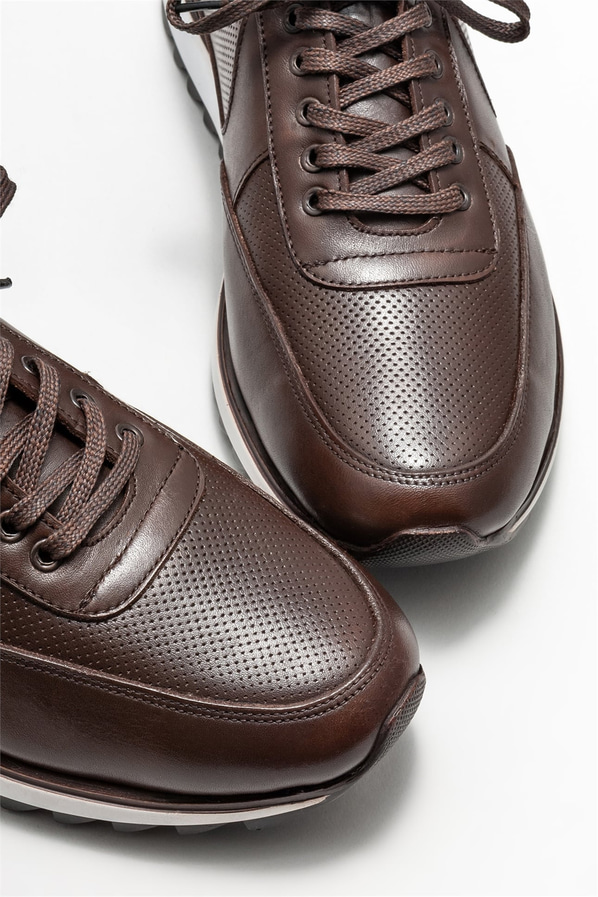 Kahve deri erkek spor ayakkabı - Elle Shoes