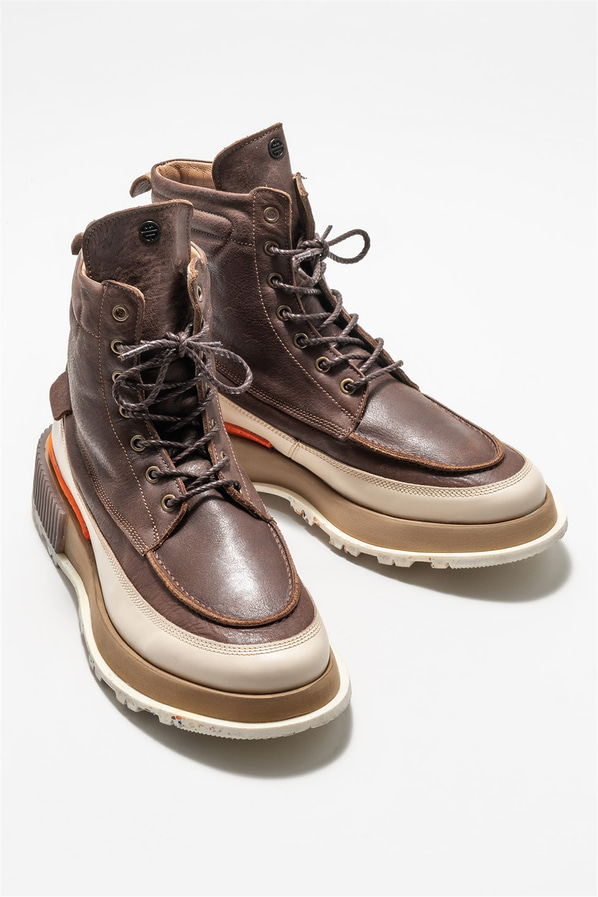 Kahve deri erkek bot - Elle Shoes
