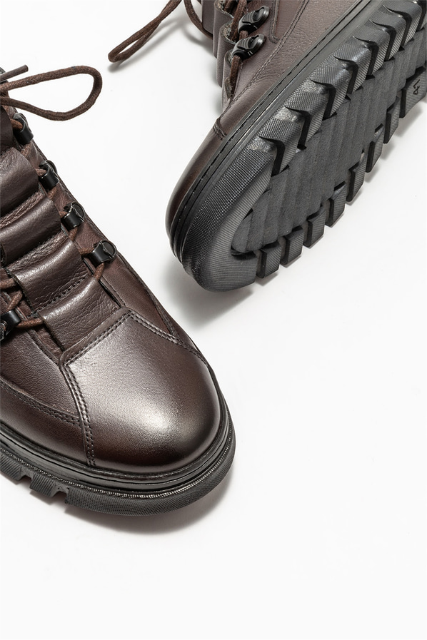Kahve deri erkek bot - Elle Shoes