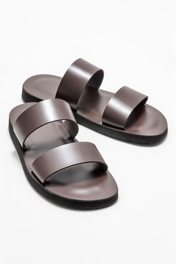 Kahve deri erkek terlik - Elle Shoes