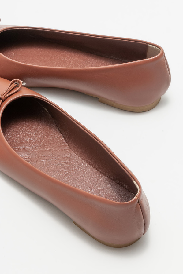 Kahve deri kadın babet - Elle Shoes