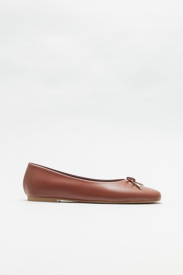 Kahve deri kadın babet - Elle Shoes