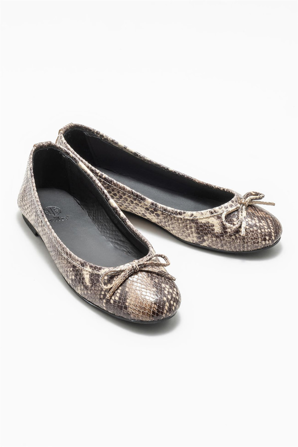 Kahve deri kadın babet - Elle Shoes