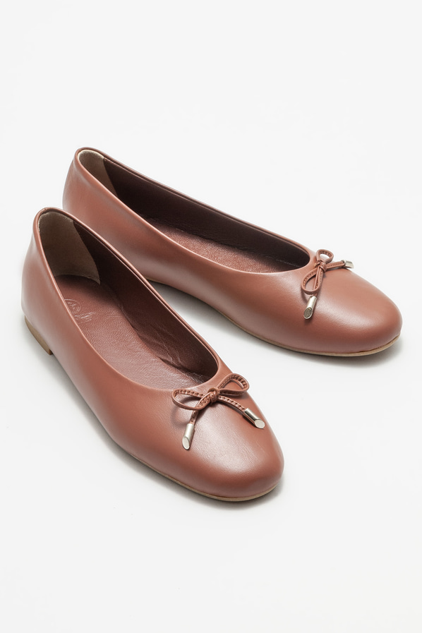 Kahve deri kadın babet - Elle Shoes