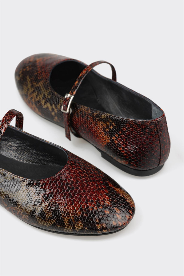 Kahve deri kadın babet - Elle Shoes