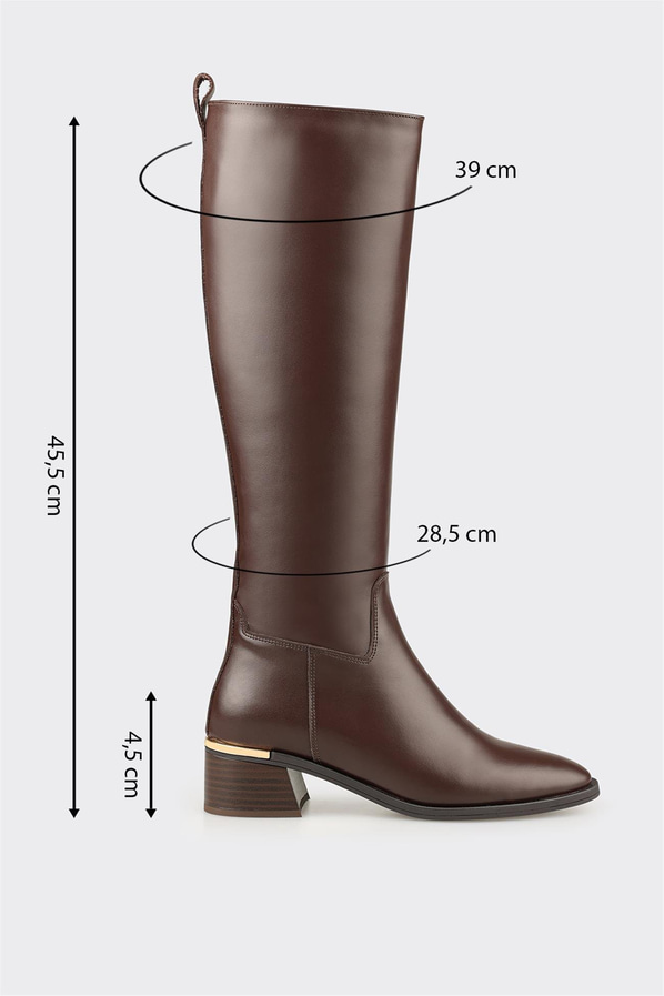 Kahve Deri Kadın Çizme