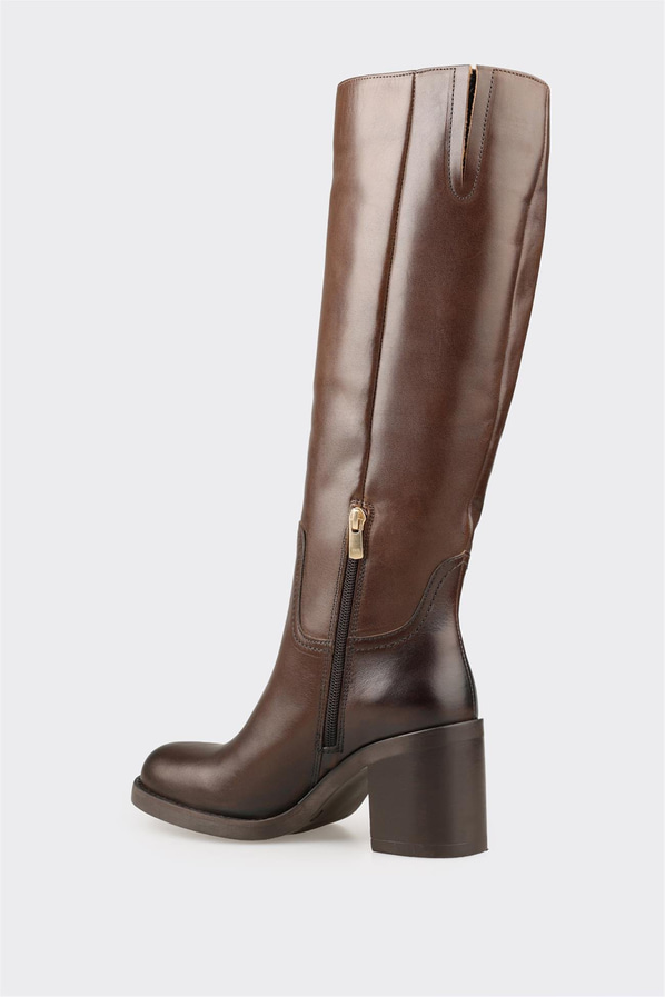Kahve Deri Kadın Çizme