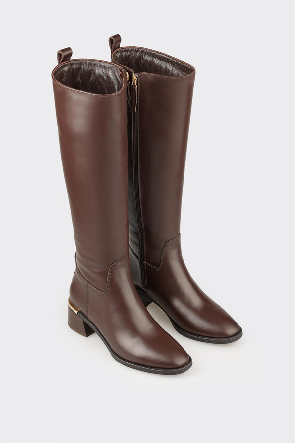 Kahve Deri Kadın Çizme