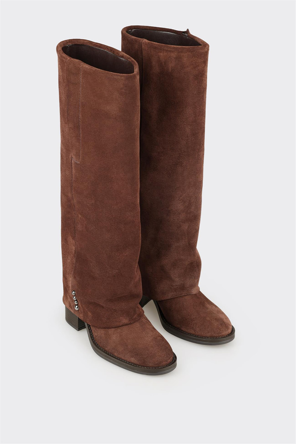 Kahve Deri Kadın Çizme