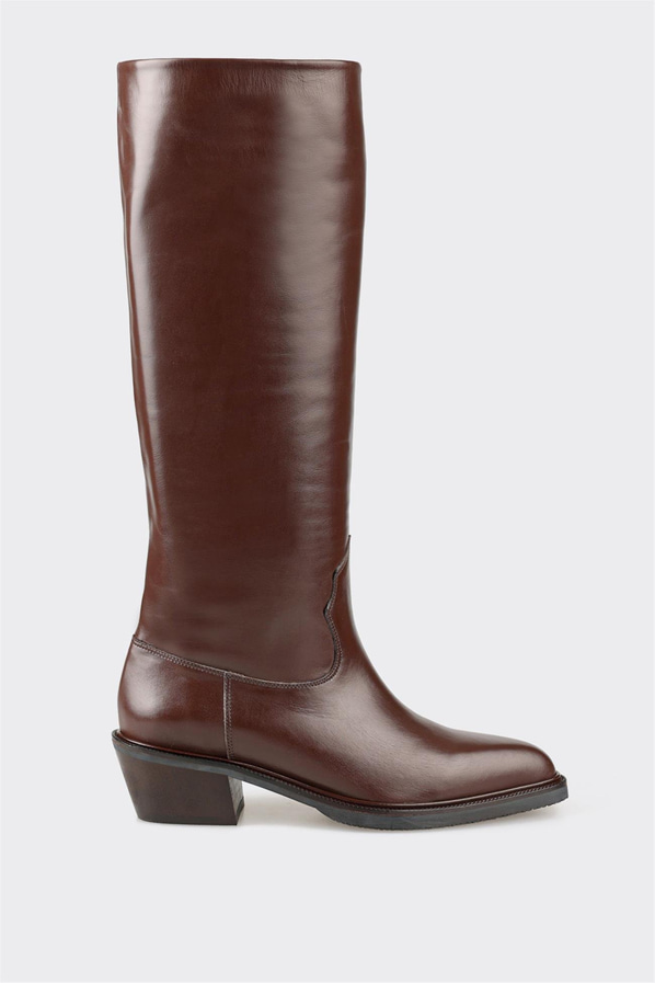 Kahve Deri Kadın Çizme