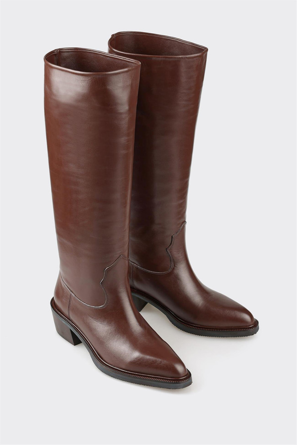 Kahve Deri Kadın Çizme