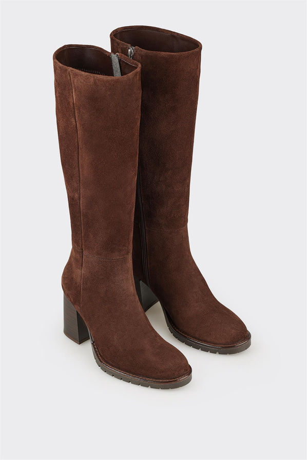 Kahve Deri Kadın Çizme