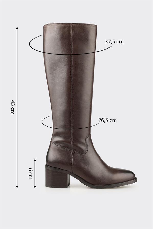 Kahve Deri Kadın Çizme