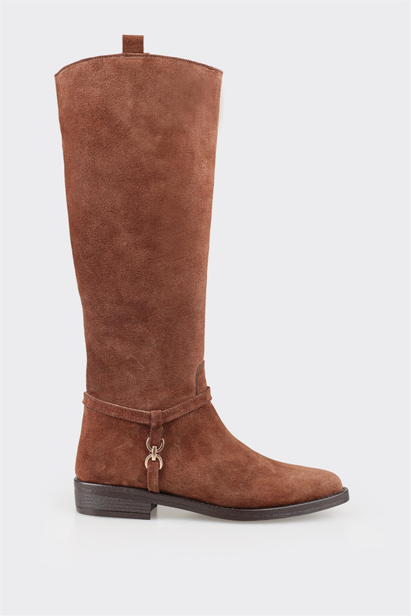 Kahve deri kadın çizme - Elle Shoes