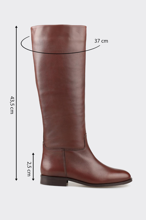 Kahve deri kadın çizme - Elle Shoes