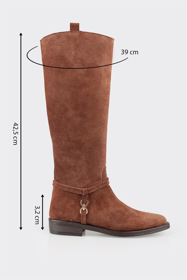Kahve deri kadın çizme - Elle Shoes