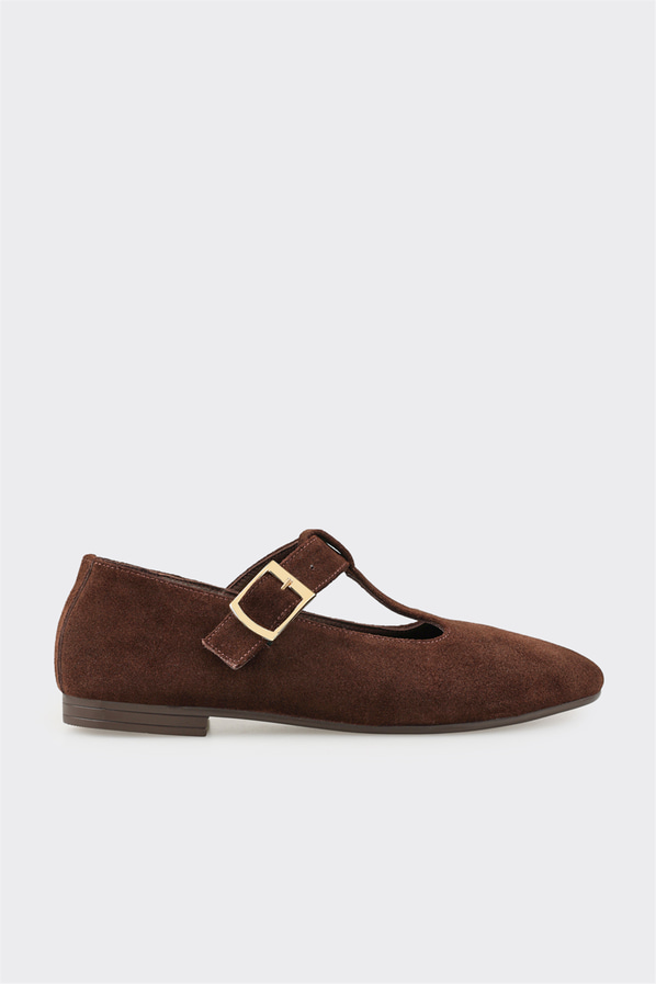Kahve deri kadın babet, günlük kullanım için - Elle Shoes