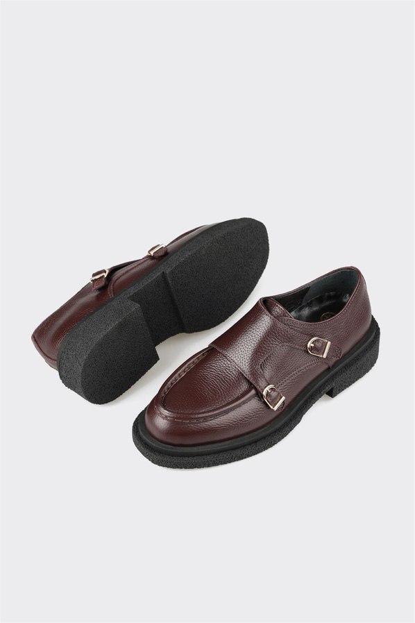 Kahve deri kadın düz ayakkabı, rahat kullanım için - Elle Shoes