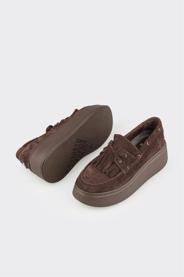 Kahve Deri Kadın Günlük Ayakkabı