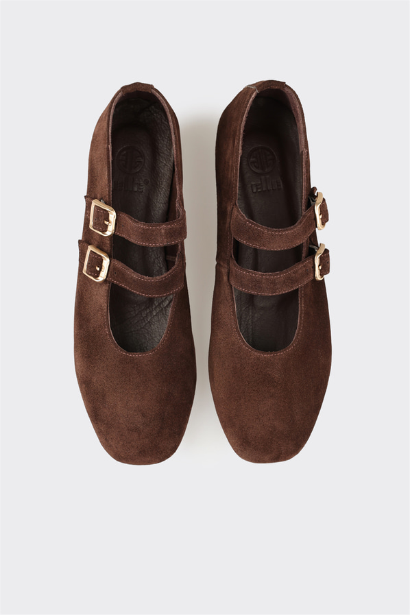 Kahve deri kadın babet, günlük kullanım için - Elle Shoes