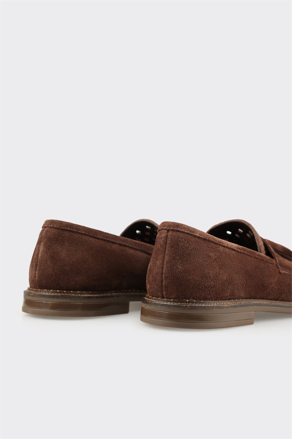 Kahve deri kadın loafer, günlük kullanım için - Elle Shoes