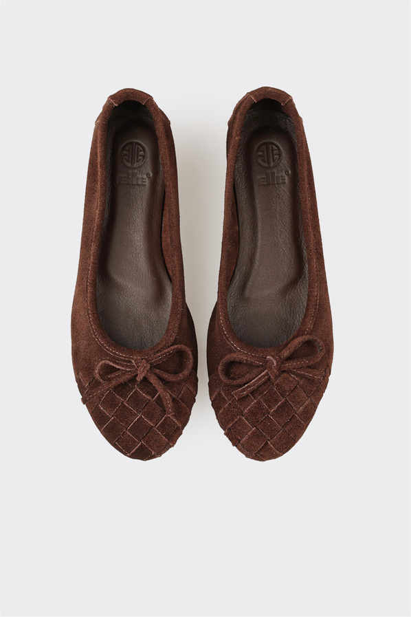 Kahve deri kadın babet, günlük kullanım için - Elle Shoes