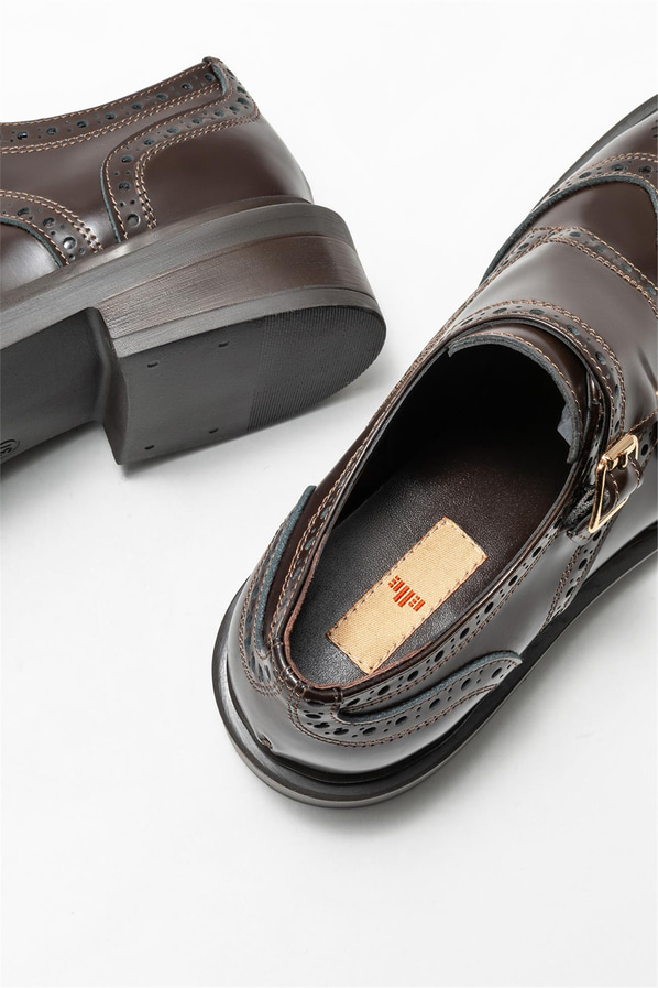 Kahve deri kadın düz ayakkabı, günlük kullanım için - Elle Shoes
