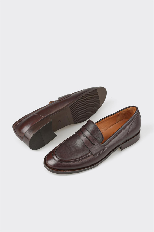 Kahve deri kadın loafer, günlük kullanım için - Elle Shoes