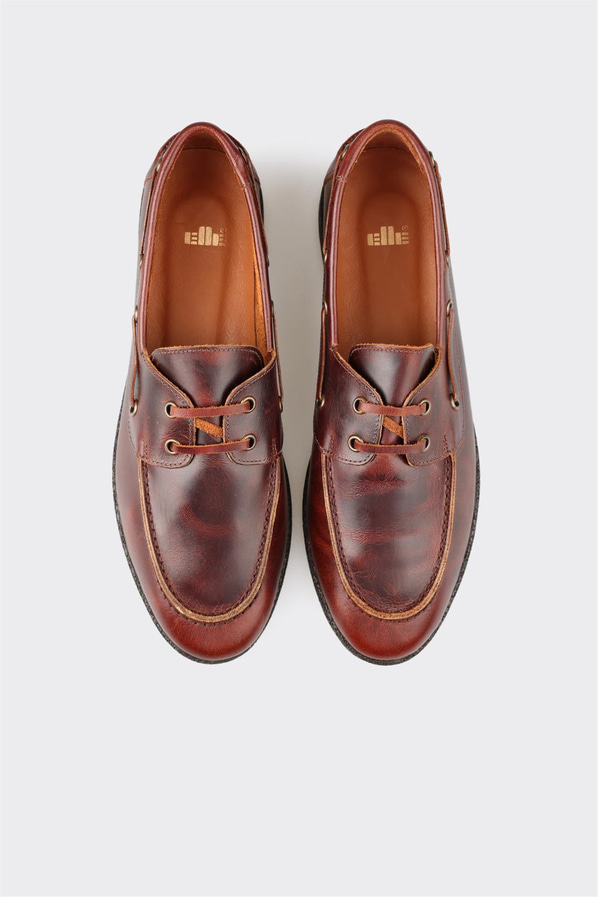 Kahve deri kadın düz ayakkabı, günlük kullanım için - Elle Shoes
