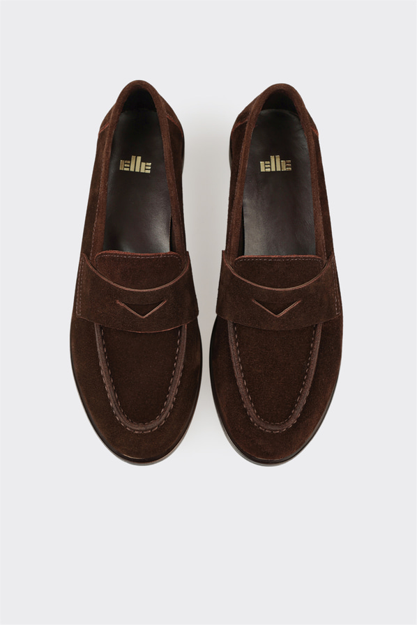 Kahve deri kadın loafer, günlük kullanım için - Elle Shoes