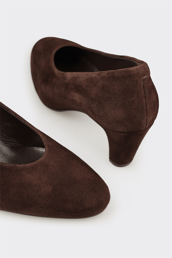 Kahve deri kadın topuklu ayakkabı, günlük kullanım için - Elle Shoes
