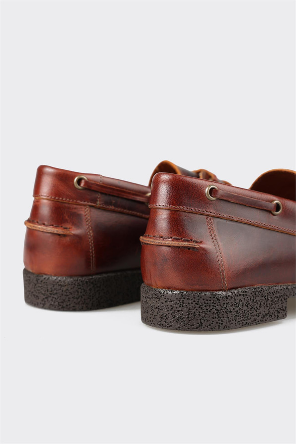 Kahve deri kadın düz ayakkabı, günlük kullanım için - Elle Shoes