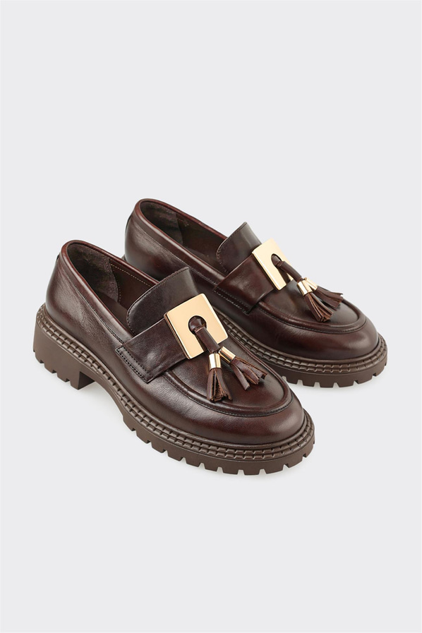 Kahve Deri Kadın Günlük Ayakkabı