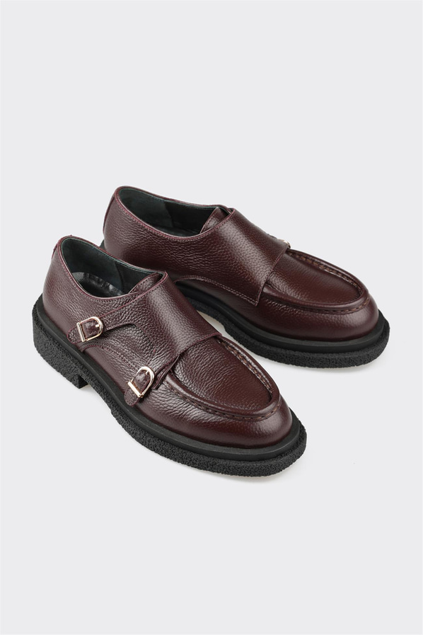 Kahve deri kadın düz ayakkabı, rahat kullanım için - Elle Shoes