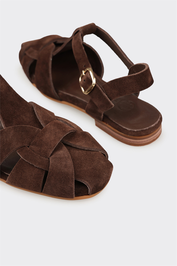 Kahve deri kadın günlük ayakkabı, günlük kullanım için - Elle Shoes
