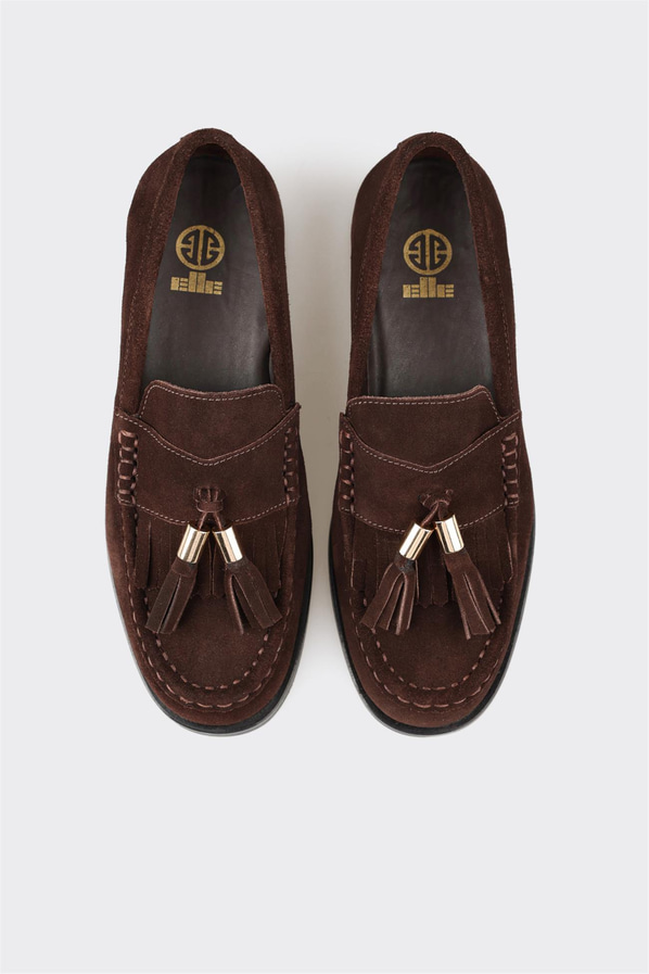 Kahve deri kadın loafer, günlük kullanım için - Elle Shoes