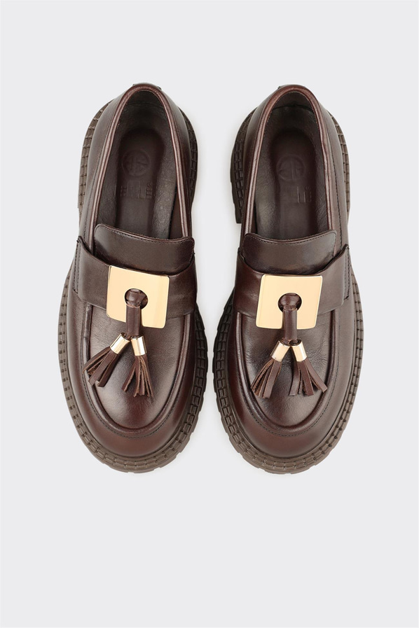 Kahve Deri Kadın Günlük Ayakkabı