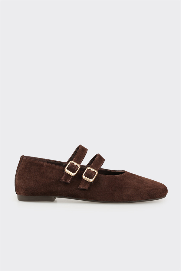 Kahve deri kadın babet, günlük kullanım için - Elle Shoes