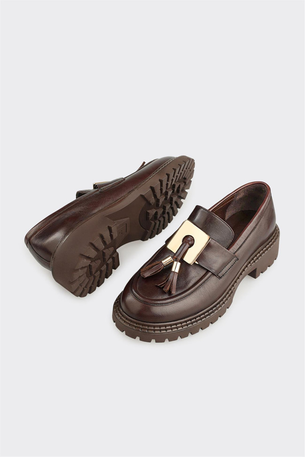 Kahve Deri Kadın Günlük Ayakkabı