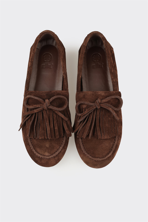 Kahve deri kadın loafer, günlük kullanım için - Elle Shoes
