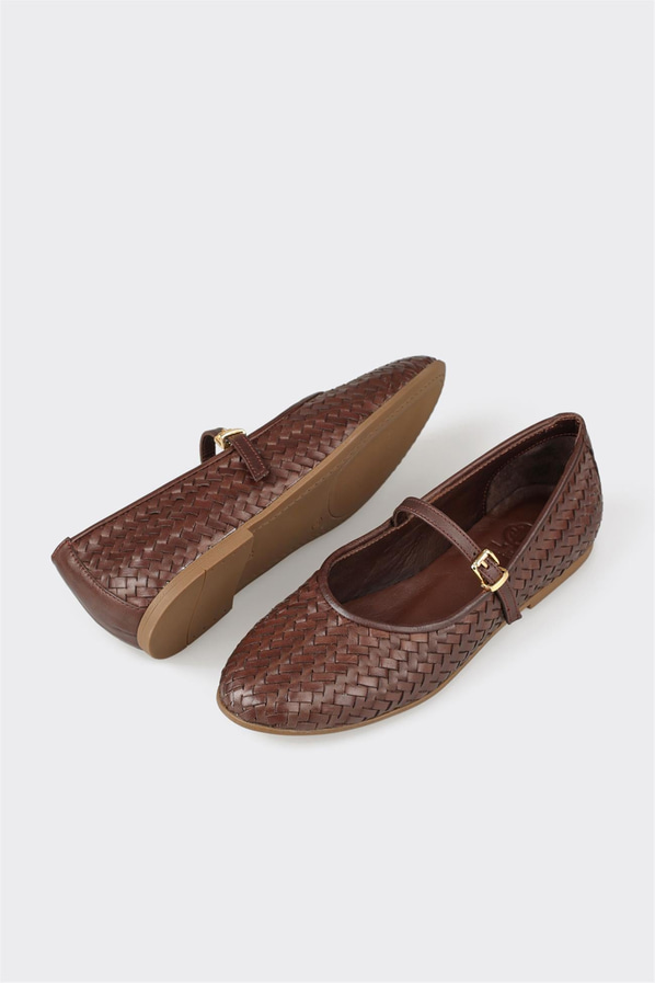 Kahve deri kadın babet, günlük kullanım için - Elle Shoes