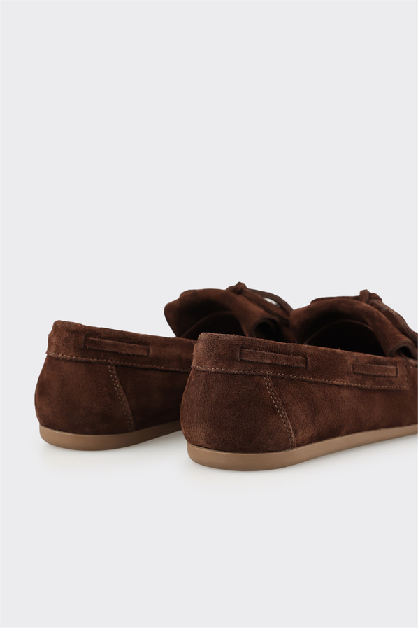 Kahve deri kadın loafer, günlük kullanım için - Elle Shoes