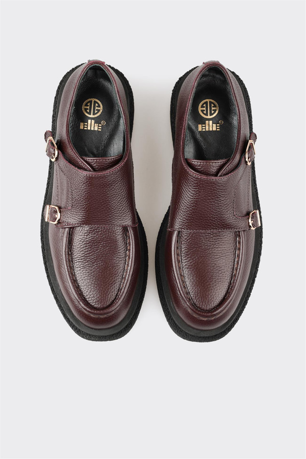 Kahve deri kadın düz ayakkabı, rahat kullanım için - Elle Shoes