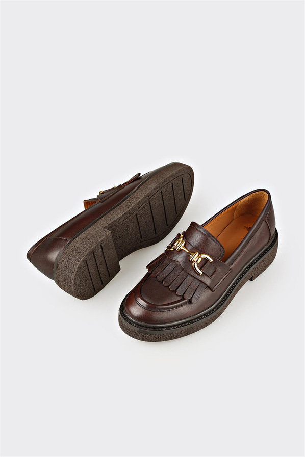 Kahve Deri Kadın Günlük Ayakkabı